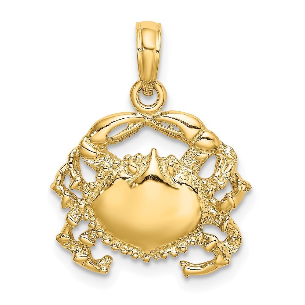 Million Charms 14k Yellow Gold Crab Necklace Charm Pendant